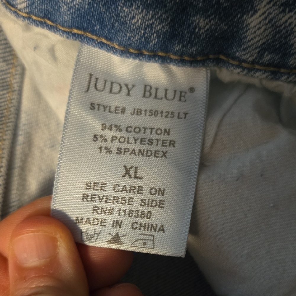 Judy Blue Distressed Blue Jean Shorts - Picture 3 of 5